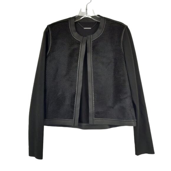Elie Tahari Jackets & Blazers - Elie Tahari Courtney black jacket dyed perforated calf leather wool blend size s